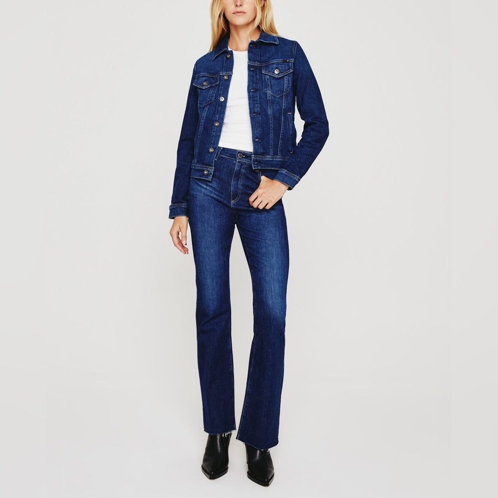 AG Mya Classic Fit Button Down Jean Denim Jacket in Easy Street Dark Wash size M - Picture 12 of 13